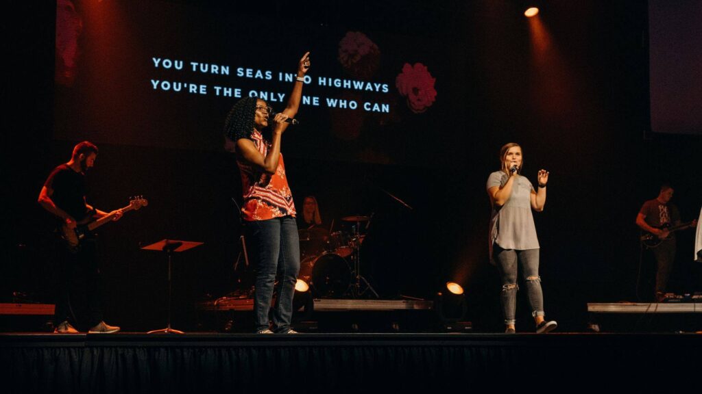 Worship leader singing